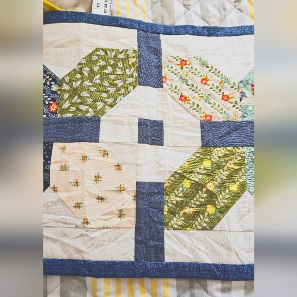 Quilted Cottagecore Handmade Floral Runner Farmhouse 13.5" x 60" - Picture 6 of 10
